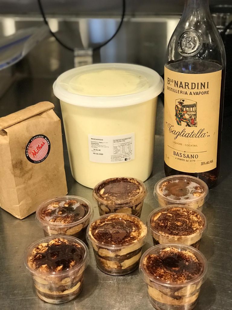 Our newest creation 'Tiramisu Shot' alongside the delicious ingredients used to create it.